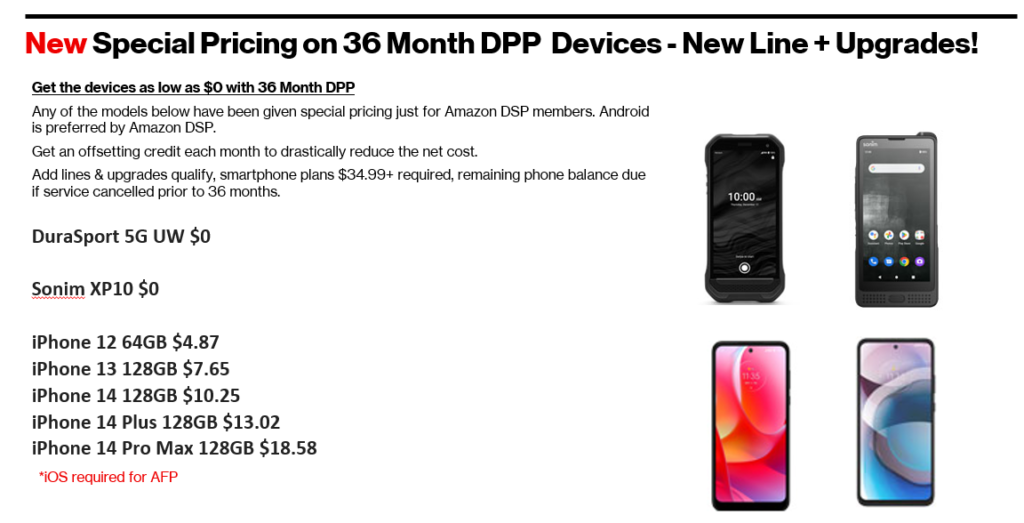 Verizon Wireless iPhone offers for Amazon DSP business customers